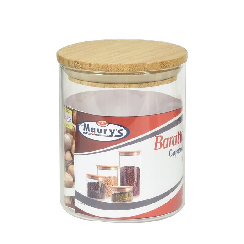 KIT SET 2 PZ MAURY'S BARATTOLO CUCINA IN VETRO TAPPO ERMETICO BAMBOO 10 X H13 CM