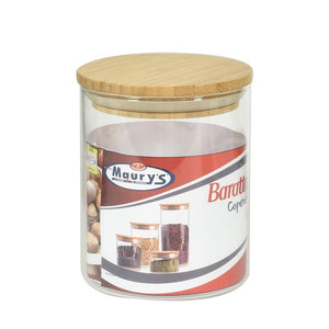KIT SET 2 PZ MAURY'S BARATTOLO CUCINA IN VETRO TAPPO ERMETICO BAMBOO 10 X H13 CM