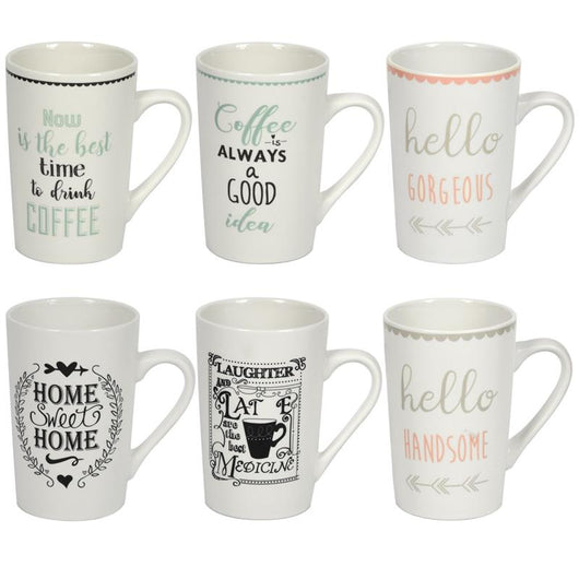 SET 6  MAUR'Y S MUG LOVE TAZZA PER COLAZIONE DA 400 ML IN FANTASIA ASSORTITA