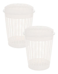 KIT SET 2 PZ CESTONE MULTIUSO FORATO CON COPERCHIO CAPIENZA 60 LT COLORE BEIGE