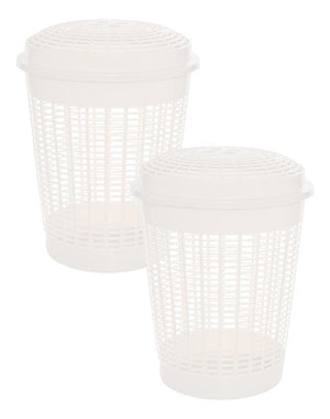 KIT SET 2 PZ CESTONE MULTIUSO FORATO CON COPERCHIO CAPIENZA 60 LT COLORE BEIGE