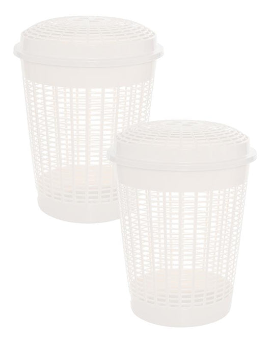 KIT SET 2 PZ CESTONE MULTIUSO FORATO CON COPERCHIO CAPIENZA 60 LT COLORE BEIGE