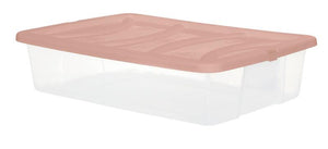 SET 3 PZ BOX SCATOLA SOTTO LETTO DA 60X40XH14CM IN PLASTICA CON COPERCHIO ROSA