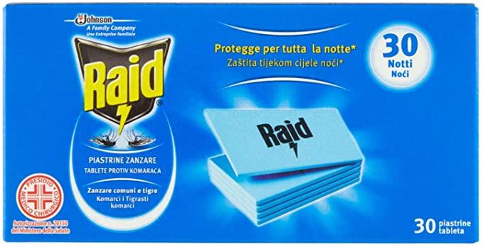 240 RAID PIASTRINE RICARICA PER 30 NOTTI LAMINATE IN CONFEZIONI DA 30