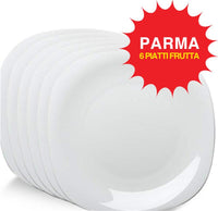 6 PIATTI PICCOLI LINEA PARMA ROCCO BORMIOLI IN OPALGLASS BIANCO QUADRATI 19CM