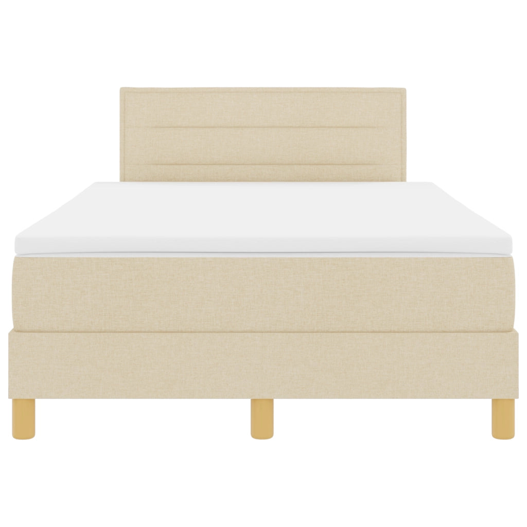 Letto con Box Spring e Materasso Crema 120x200 cm Tessuto