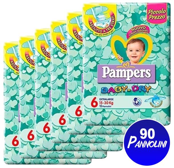 90 PAMPERS BABY DRY X/LARGE 6X15PZ