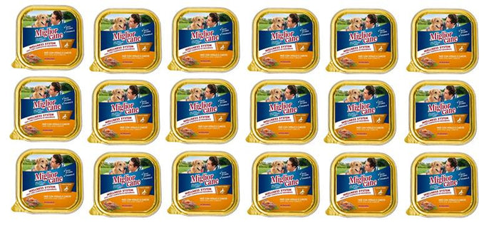 SET 18 CONFEZIONI MIGLIOR CANE PATE' CON VITELLO E CAROTE 300 GRAMMI