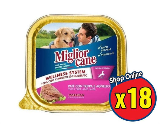 SET 18 MIGLIOR CANE PATE' CON TRIPPA E AGNELLO 300 GR