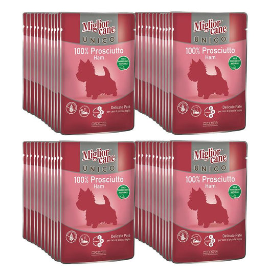 MIGLIOR CANE UNICO PATE' 100% PROSCIUTTO CANI TAGLIA MINI 48 CONFEZIONI 100 GR