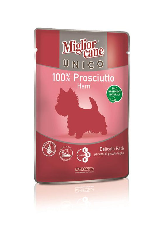 MIGLIOR CANE UNICO PATE' 100% PROSCIUTTO CANI TAGLIA MINI 48 CONFEZIONI 100 GR