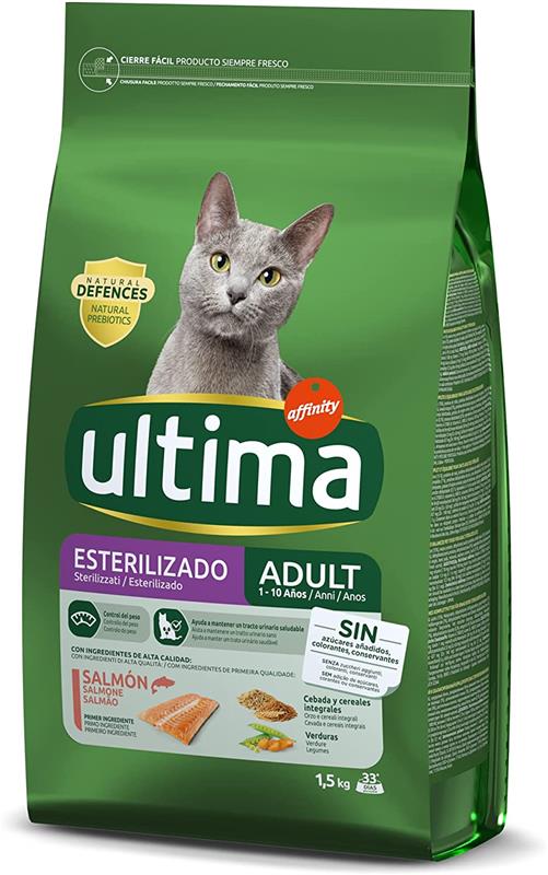 KIT SET 4 PZ ULTIMA CAT CROCCANTINI PER GATTI ADULTI STERILIZZATI SALMONE