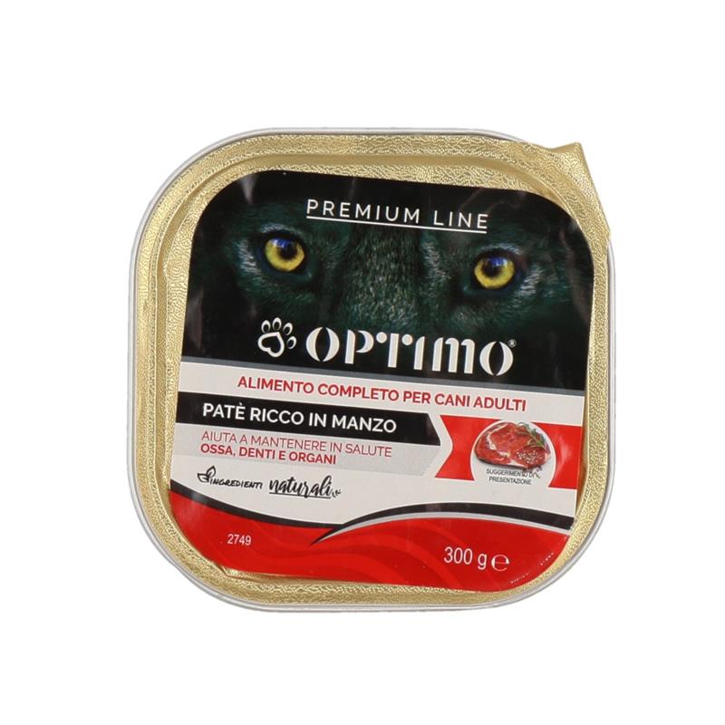 18 OPTIMO PATÈ PER CANE IN CONFEZIONE DA 300 GR GUSTO MANZO