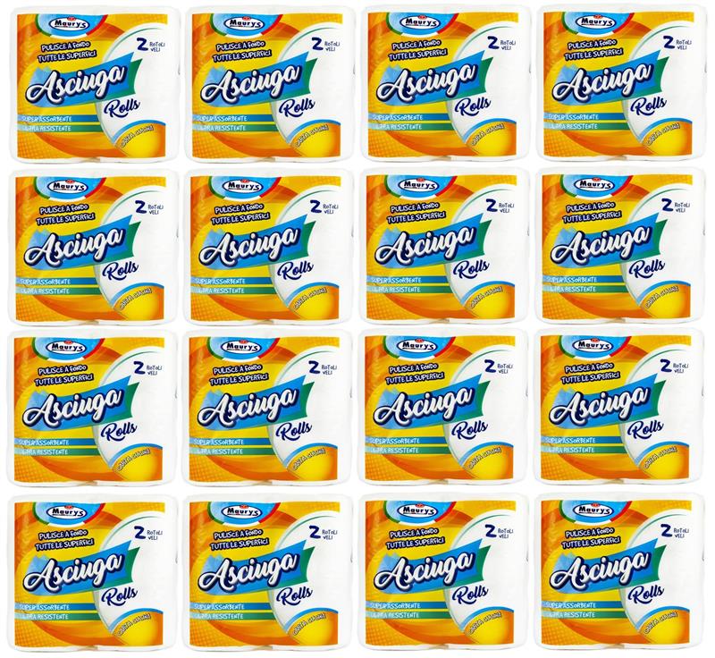 12 MAURY'S CARTA ASCIUGATUTTO CUCINA 2 ROTOLI 2 VELI ASCIUGA ROLLS 380GR