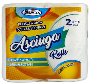 12 MAURY'S CARTA ASCIUGATUTTO CUCINA 2 ROTOLI 2 VELI ASCIUGA ROLLS 380GR