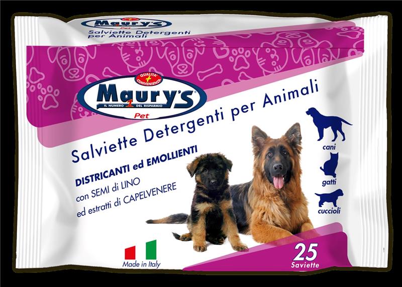 KIT SET 3 PZ MAURY'S PET SALVIETTE DETERGENTI PER ANIMALI 25PZ