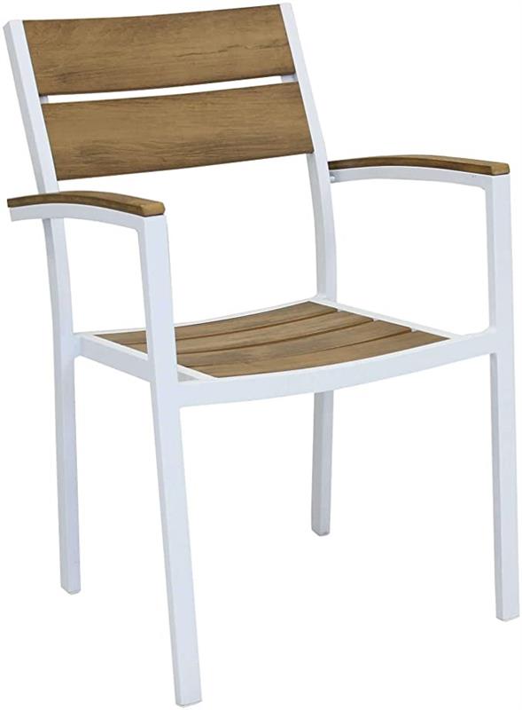 SET TAVOLO CAYMAN ALLUNGABILE CON 6 POLTRONE IN TEAK BIANCO E NATURALE