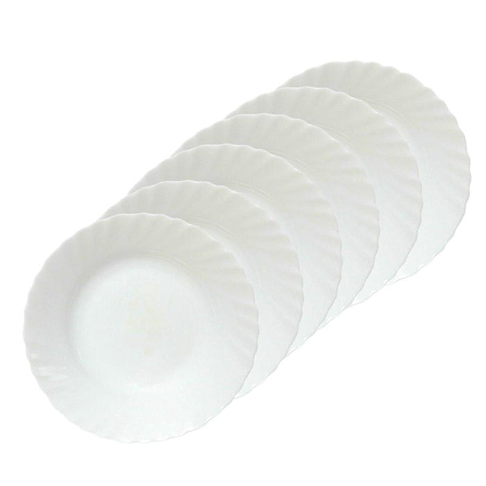 SET DA 6 PIATTI PIANI PRIMA IN VETRO TEMPERATO BIANCO 26 CM