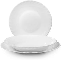 SET 18 PIATTI PRIMA VETRO TEMPERATO BIANCO CON PIATTI PIANI, FONDI E DA FRUTTA