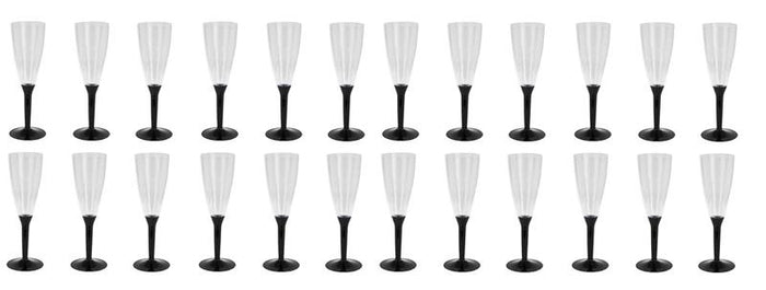 FLUTE CON BASE NERA IN CONFEZIONE DA 24 PEZZI REALIZZATI IN PLASTICA