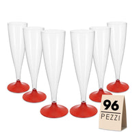 FLUTE SET 96 PZ CONFEZIONE 6 PEZZI L'UNA REALIZZATI IN PLASTICA COLORE ROSSO