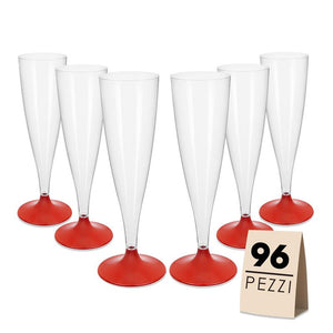 FLUTE SET 96 PZ CONFEZIONE 6 PEZZI L'UNA REALIZZATI IN PLASTICA COLORE ROSSO