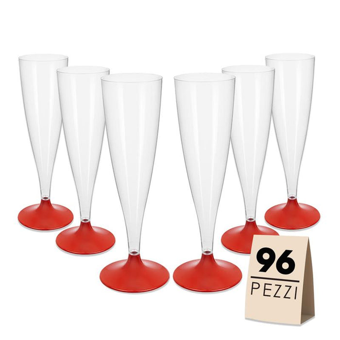 FLUTE SET 96 PZ CONFEZIONE 6 PEZZI L'UNA REALIZZATI IN PLASTICA COLORE ROSSO