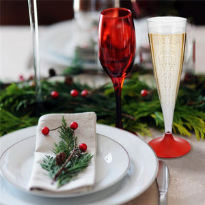 FLUTE SET 96 PZ CONFEZIONE 6 PEZZI L'UNA REALIZZATI IN PLASTICA COLORE ROSSO