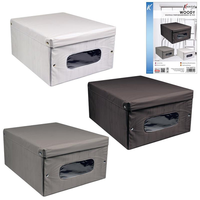 SET 6 SCATOLE BIANCHERIA WOODY CM.50X39X24 CM COLORAZIONE ASSORTITA