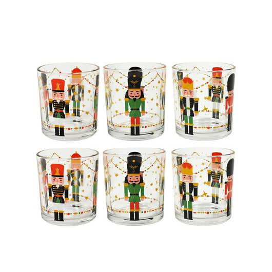 MA MAISON SET DI 6  BICCHIERI IN VETRO CON SOLDATINI NATALIZI