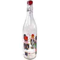 MA MAISON SET BOTTIGLIA 1 LT IN VETRO + 6 BICCHIERI CON SOLDATINI NATALIZI