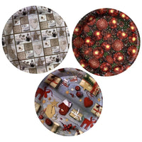 MAURY'S SET 3 VASSOI CHRISTMAS TONDI IN PLASTICA IN DECORO ASSORTITO 40 CM DIAMETRO