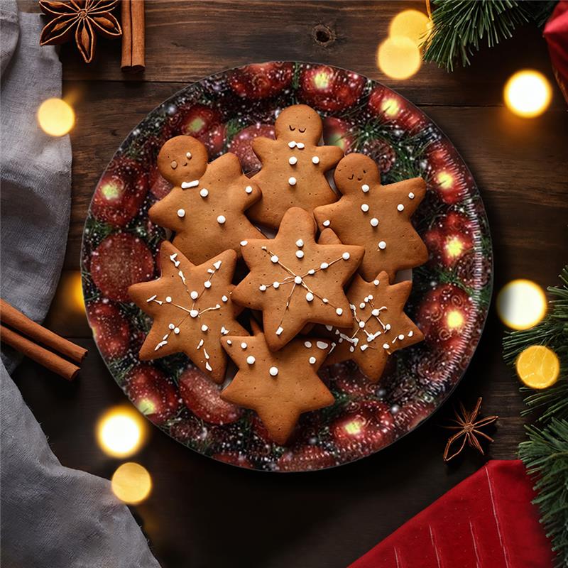 MAURY'S SET 3 VASSOI CHRISTMAS TONDI IN PLASTICA IN DECORO ASSORTITO 40 CM DIAMETRO