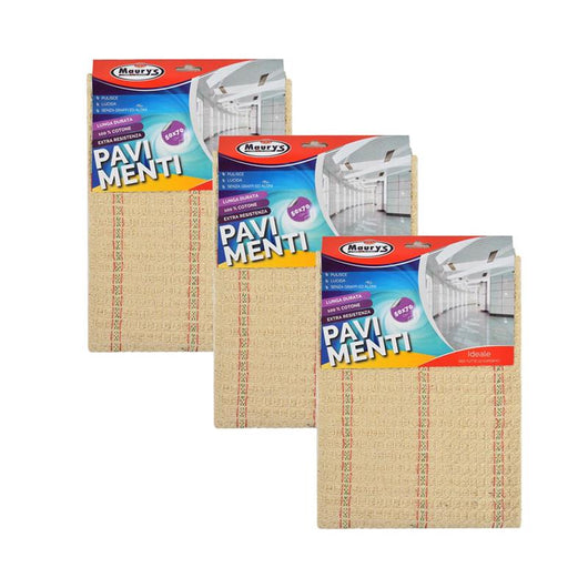 KIT SET 3 PZ MAURY'S STROFINACCIO PER PAVIMENTI 100% COTONE 50 X 70 CM