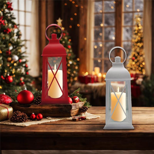 HIGH-TECH SET 2 LANTERNE LED CON CANDELA CM.14X30 H COLORI ASSORTITI