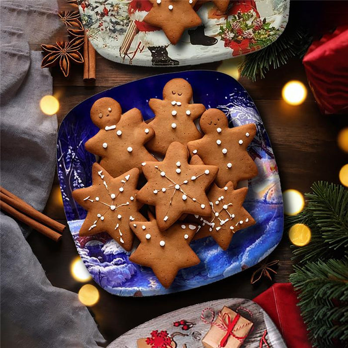 MA MAISON SET 2 VASSOI NATALIZI IN VETRO QUADRATO 25X25 CM FANTASIA ASSORTITA