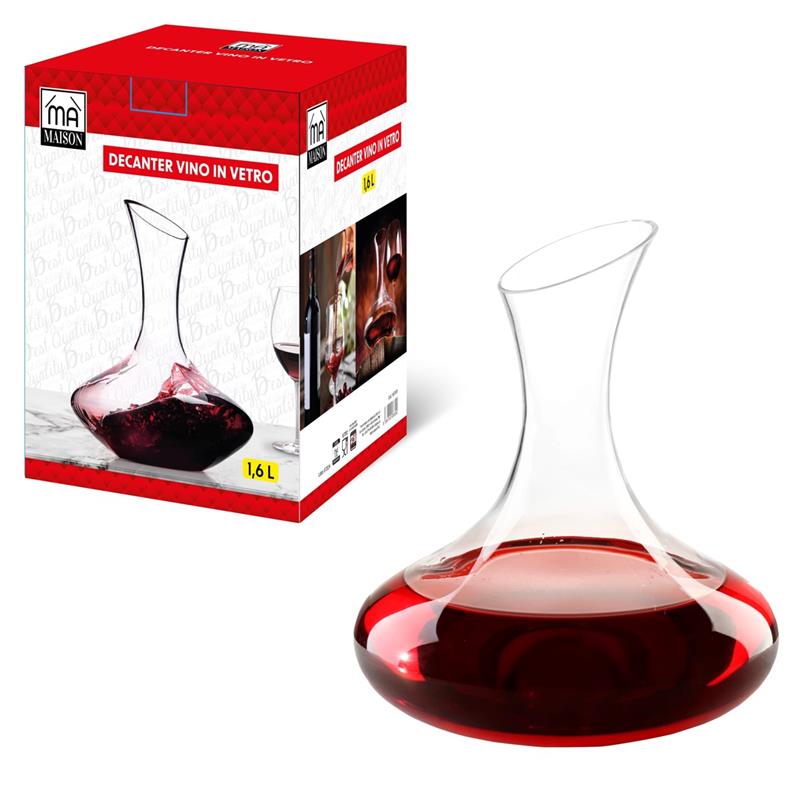 MA MAISON SET DECANTER 1,6 LT FORMA DESIGN + 6 CALICI I IN VETRO DA 300 CC PER IL VINO