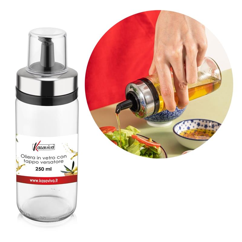 MA MAISON OLIERA TRASPARENTE IN VETRO CON TAPPO VERSATORE CAPIENZA 250 ML