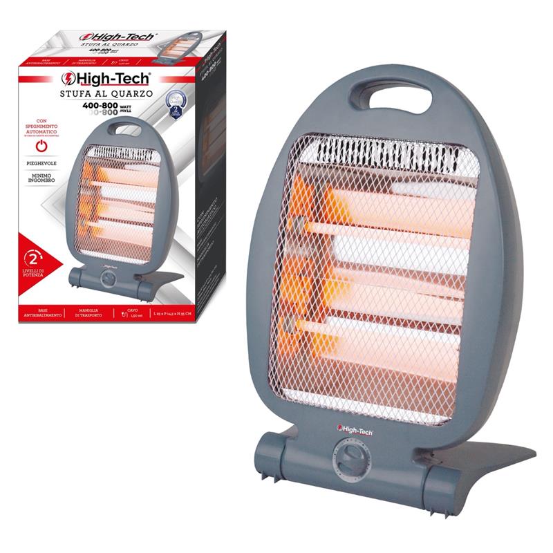 HIGH-TECH STUFA AL QUARZO DA 400- 800 W PIEGHEVOLE CON SPEGNIMENTO AUTOMATICO