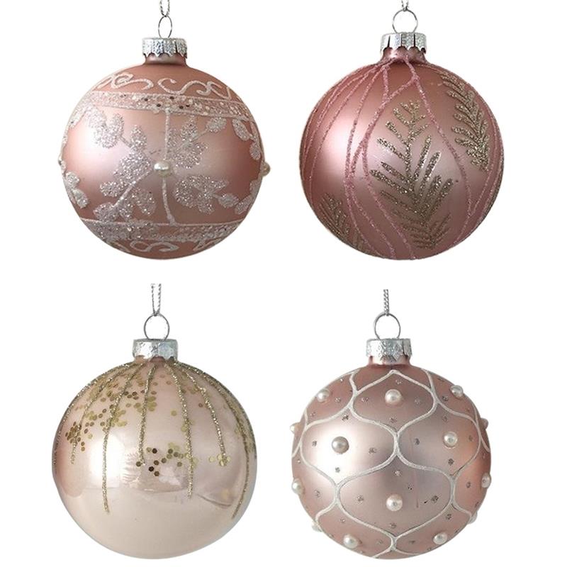 MAURY'S SFERA NATALIZIA CON LACCIO REALIZZATA IN VETRO DA 8 CM COLORE ROSA