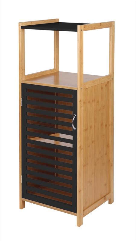 MA MAISON MOBILE PORTABIANCHERIA IN BAMBOO COLORE NERO CON SPORTELLO E 2 RIPIANI 36X33X98H CM