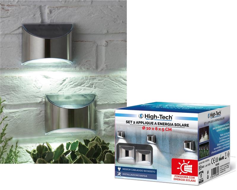 HIGH-TECH SET 2 APPLIQUE DA PARETE AD ENERGIA SOLARE