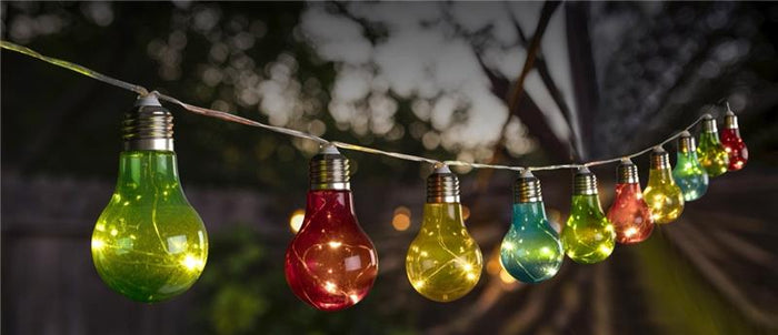 HIGH-TECH CATENA LUMINOSA AD ENERGIA SOLARE CON 10 LAMPADINE 2 MT MULTICOLORE