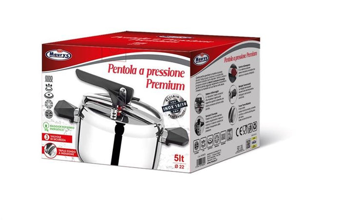 MAURY'S PENTOLA A PRESSIONE PREMIUM DIAMETRO 22 CM DA 5 LT