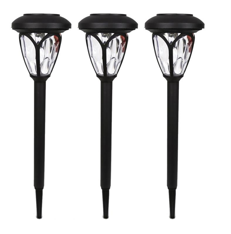 HIGH-TECH SET DI 3 LAMPADE SOLARI TONDE 10 X 40 CM COLORE NERO