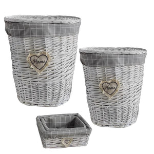 SWEET SET 2 CESTI RETTANGOLARI GRIGI E 2 CESTI ROTONDI GRANDI