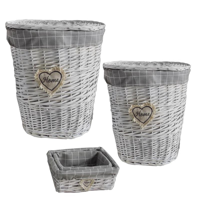 SWEET SET 2 CESTI RETTANGOLARI GRIGI E 2 CESTI ROTONDI GRANDI