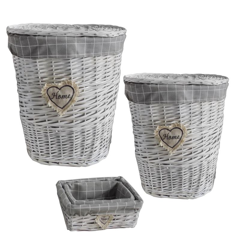 SWEET SET 2 CESTI RETTANGOLARI GRIGI E 2 CESTI ROTONDI GRANDI