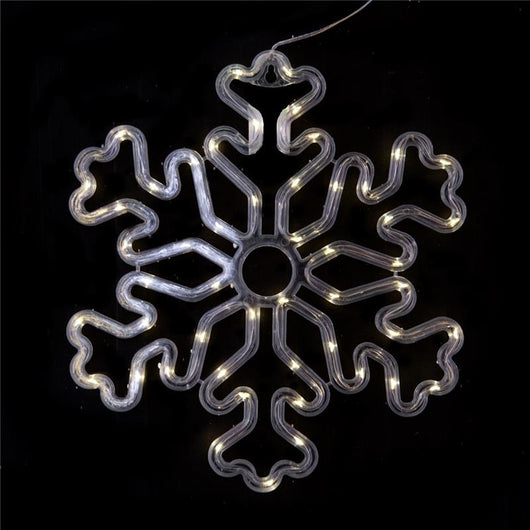 HIGH-TECH FIOCCO DI NEVE LUMINOSO NATALIZIO DA ESTERNO CON 50 LED CM.30 A BATTERIA COLORE CHIARO