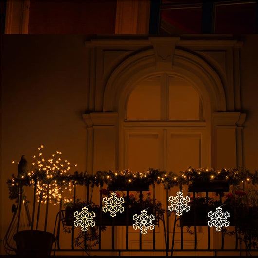 HIGH-TECH FIOCCO DI NEVE LUMINOSO NATALIZIO DA ESTERNO CON 50 LED CM.30 A BATTERIA COLORE CHIARO